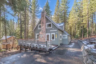 a tiny house in the woods with a porch at Fred's Retreat cabin in Homewood