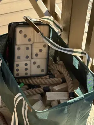 a bag filled with ropes and a toy house at Lakeside Condo Close to Slopes Excellent Location in Tahoe Vista