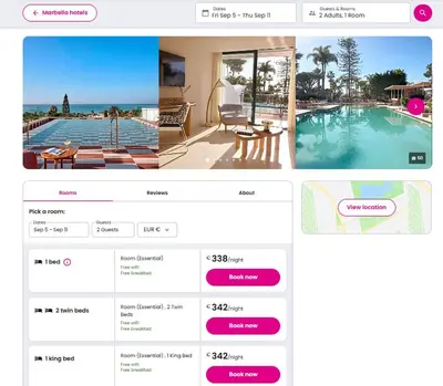 a page of a hotel website with a swimming pool at Gen apt in Roseville