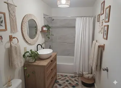 a bathroom with a sink and a tub and a toilet at 3BR 2B Boho Retreat with meditation room in Modesto