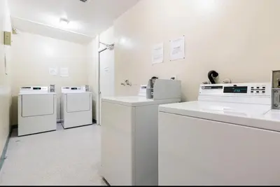 a white laboratory with white appliances in a room at Summit 33 in Mammoth Lakes