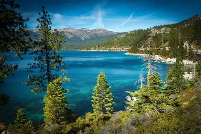 a view of a lake in the mountains at Everline Resort & Spa 536 in Olympic Valley