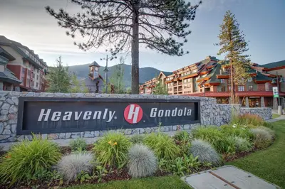 a sign for the headquarters of a resort at Cabin on Ralph in South Lake Tahoe