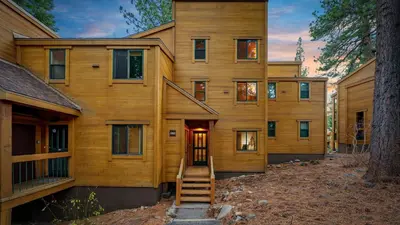 a house with a staircase leading up to it at Unique Northstar Cabin w Fireplace Minutes to Skiing Trails and Town Alpine Bend by AvantStay in Truckee