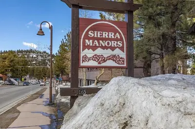 a sign for a sign for a maroons sign at Stylish Mammoth 1BR & Loft With Fireplace in Mammoth Lakes