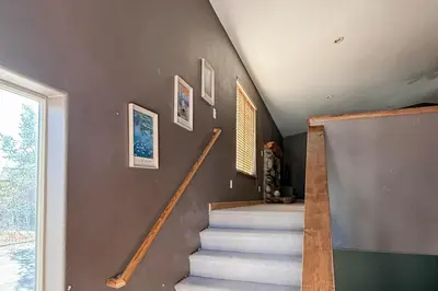a staircase in a home with a stair case at High Sierra Hideaway in South Lake Tahoe