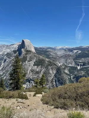 a view of a mountain with trees in the foreground at Yosemite Escape in White Wolf