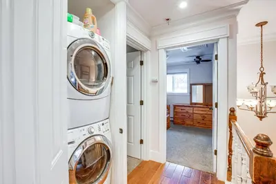 a laundry room with a washer and dryer at Beach and Skiing at Zephyr Cove house in Zephyr Cove