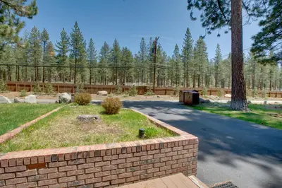 a brick wall on the side of a road at Beach and Skiing at Zephyr Cove house in Zephyr Cove