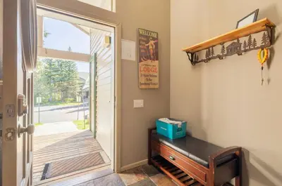a room with a door leading to a porch at Snowcreek 569 in Mammoth Lakes