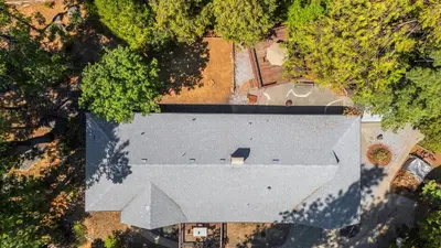 an overhead view of a roof of a house at Mountain View House in Mi-Wuk Village