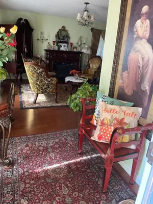 a living room with a couch and a chair at Tranquil 1BR Haven Peaceful Stay in Prime Clovis in Clovis