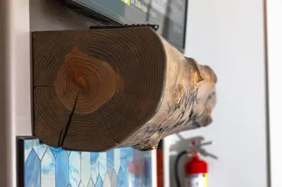 a wooden hat hanging from the side of a wall at Ski in or Walk to lifts hot tub covered parking in Kirkwood