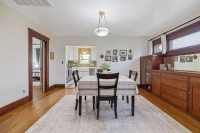a dining room with a table and chairs at 2 bed1 bath, historic beauty, walk downtown in Visalia