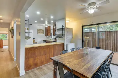 a dining room and kitchen with a table and chairs at Less Than 1 Mi to Twain Harte Lake Forest-View Retreat! in Twain Harte