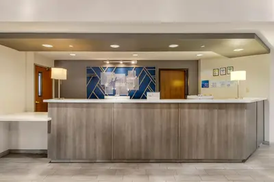 a lobby of a hospital with a reception counter at Holiday Inn Express Fallon by IHG in Fallon