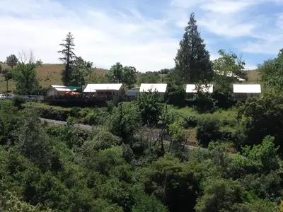 a view of the farm from the road at Priest Station Cafe & Cabins in Groveland