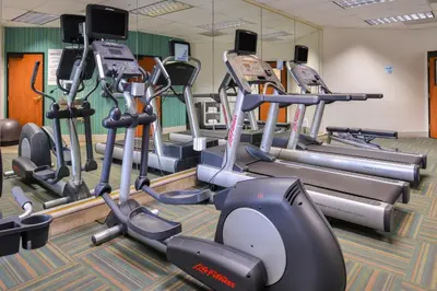 a gym with several rows of cardio machines at HOLIDAY INN EXPRESS & SUITES ELK GROVE CENTRAL - HWY 99 by IHG in Elk Grove