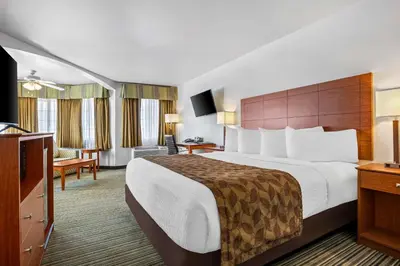 a hotel room with a large bed and a television at Best Western Liberty Inn in Delano