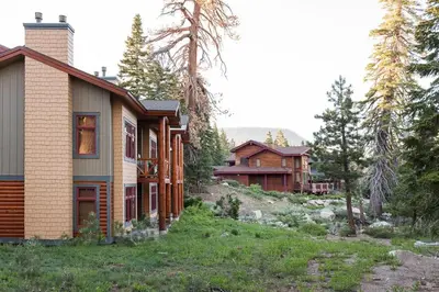 a house in the middle of a forest at Cabins 21 in Old Mammoth
