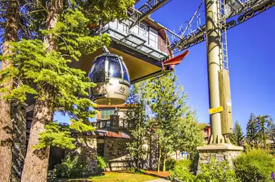 a train is hanging from a building at Discovery 4 119 in Mammoth Lakes