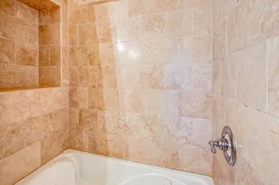 a bathroom with a shower with a bath tub at Stockholm Luxury Retreat in Truckee