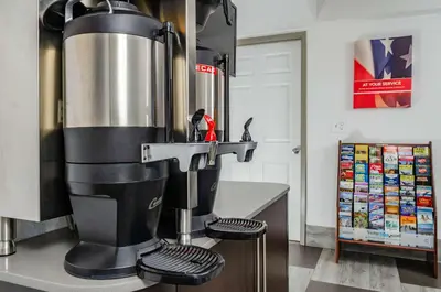 a kitchen with a coffee machine on a counter at Motel 6-Fresno, CA - Yosemite Hwy in Pinedale