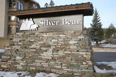 a sign for a silver bear on a building at Silver Bear # 36 in Mammoth Lakes