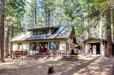 a house in the middle of a forest at 1A Wawona Retreat in Wawona