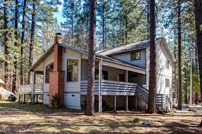 a house in the woods with trees at 1 Cabin Among the Firs in Wawona