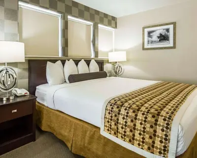 a large bed in a hotel room with two lamps at Hotel Med Park, an Ascend Collection Hotel in Sacramento
