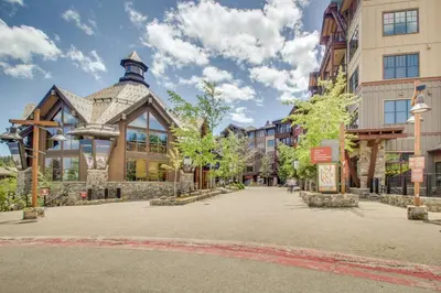 a building with a tower on top of a street at Indian Hills Hideaway in Ponderosa Fairway Estates