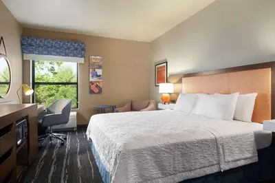 a hotel room with a bed and a desk at Hampton Inn Sacramento/Rancho Cordova in Rancho Cordova