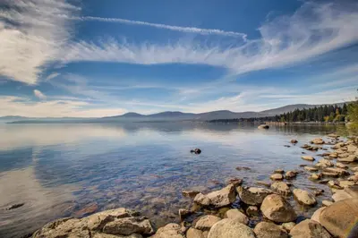 a view of a lake with rocks in the water at Brockway Springs #36 in Kings Beach