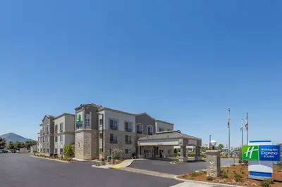 a rendering of a hotel with a gas station at Holiday Inn Express Hotel & Suites San Jose-Morgan Hill by IHG in Morgan Hill