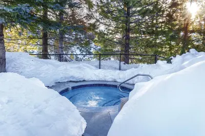 a hot tub covered in snow next to trees at WorldMark Lake Tahoe in Stateline