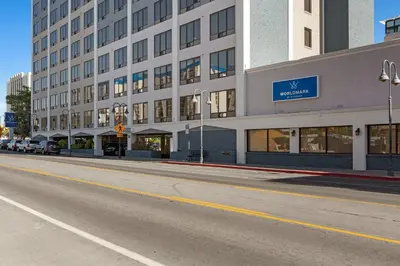 an empty street in front of a building at WorldMark Reno in Reno