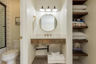 a bathroom with a sink and a mirror at Crestview 35 in Mammoth Lakes