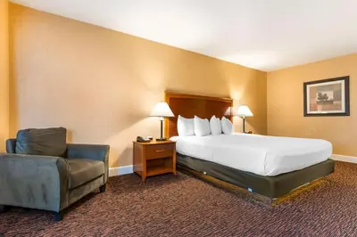 a hotel room with a bed and a chair at Best Western Plus Placerville Inn in Placerville