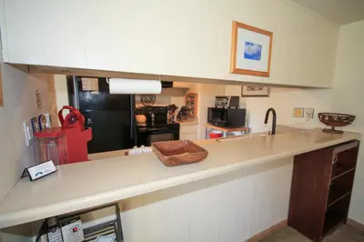 a kitchen with a sink and a counter top at Discovery 4 115 in Mammoth Lakes