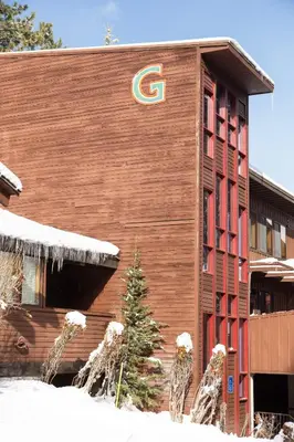 a building with a c on it in the snow at Granlibakken Tahoe in Tahoe City