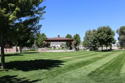 a park with a gazebo in the middle of a field at Historian Inn in Gardnerville