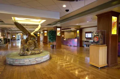 a statue of an eagle in a lobby at Jackson Rancheria Casino Resort in Jackson