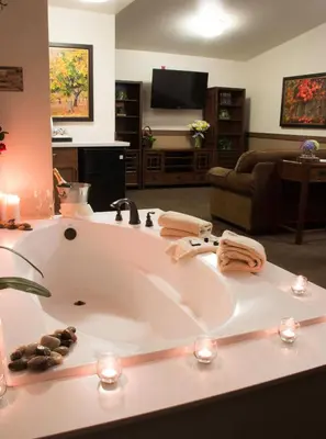 a large white bath tub in a living room at Jackson Rancheria Casino Resort in Jackson