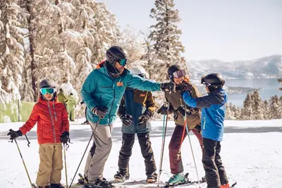 a group of people on skis in the snow at 3159 Aspen Grove in Truckee
