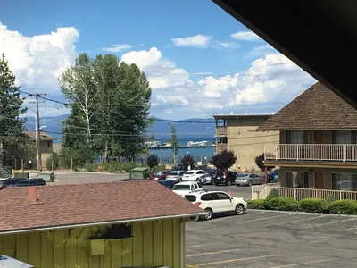 a view of a parking lot with cars parked at Hotel Elevation in South Lake Tahoe