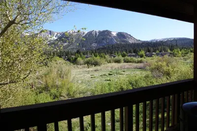 a view of a mountain from a window at Snowcreek Iii #420 Condo in Mammoth Lakes