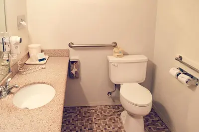 a bathroom with a toilet and a sink at Quality Inn Yosemite Valley Gateway in Mariposa