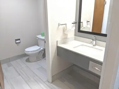 a bathroom with a sink and a toilet at Quality Inn & Suites South San Jose - Morgan Hill in Morgan Hill