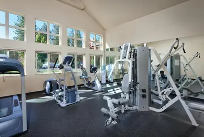 a gym with treadmills and elliptical machines at WorldMark South Shore in Zephyr Cove